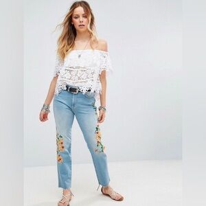 Free People Sweet Dreams Lace Crop Top Size Large